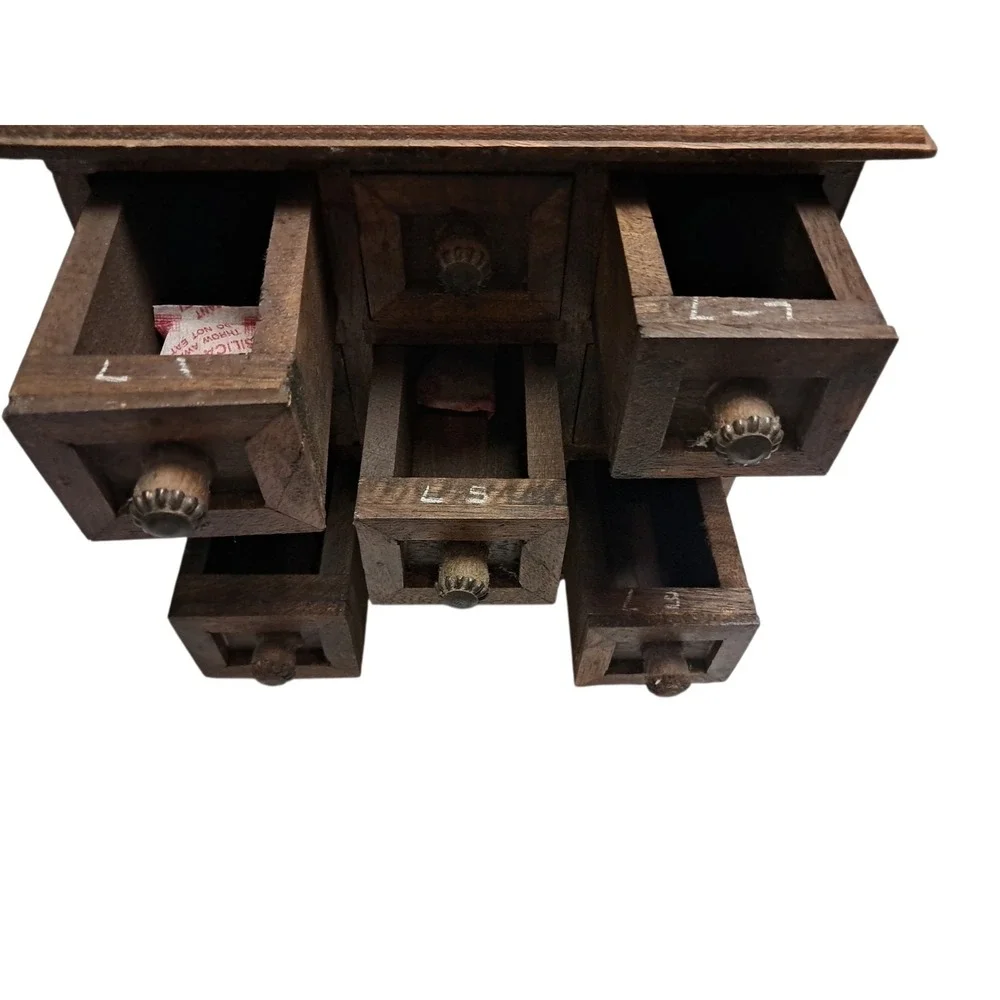 Antique‎ Vintage Heavy Wooden 9 Drawer Spice Cabinet Apothecary Chest